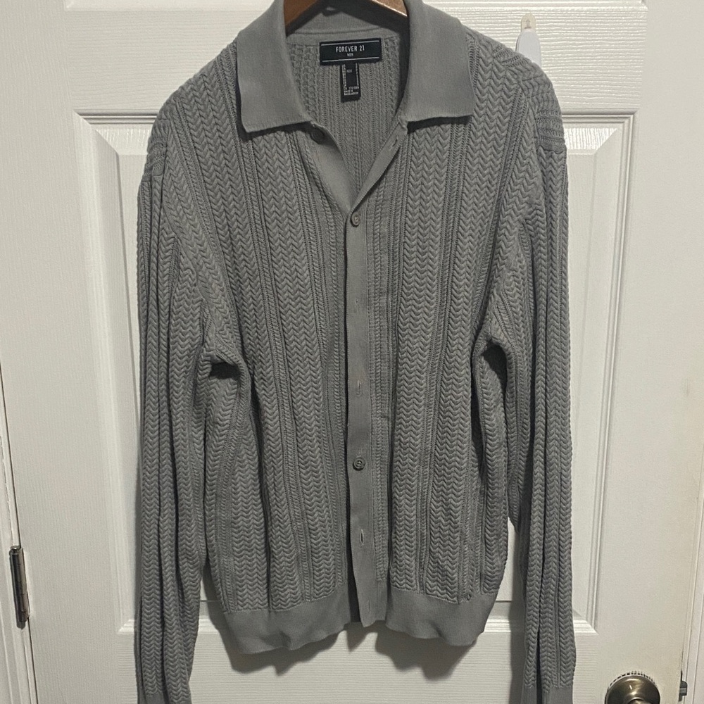 Forever 21 Men's Gray Textured Cardigan